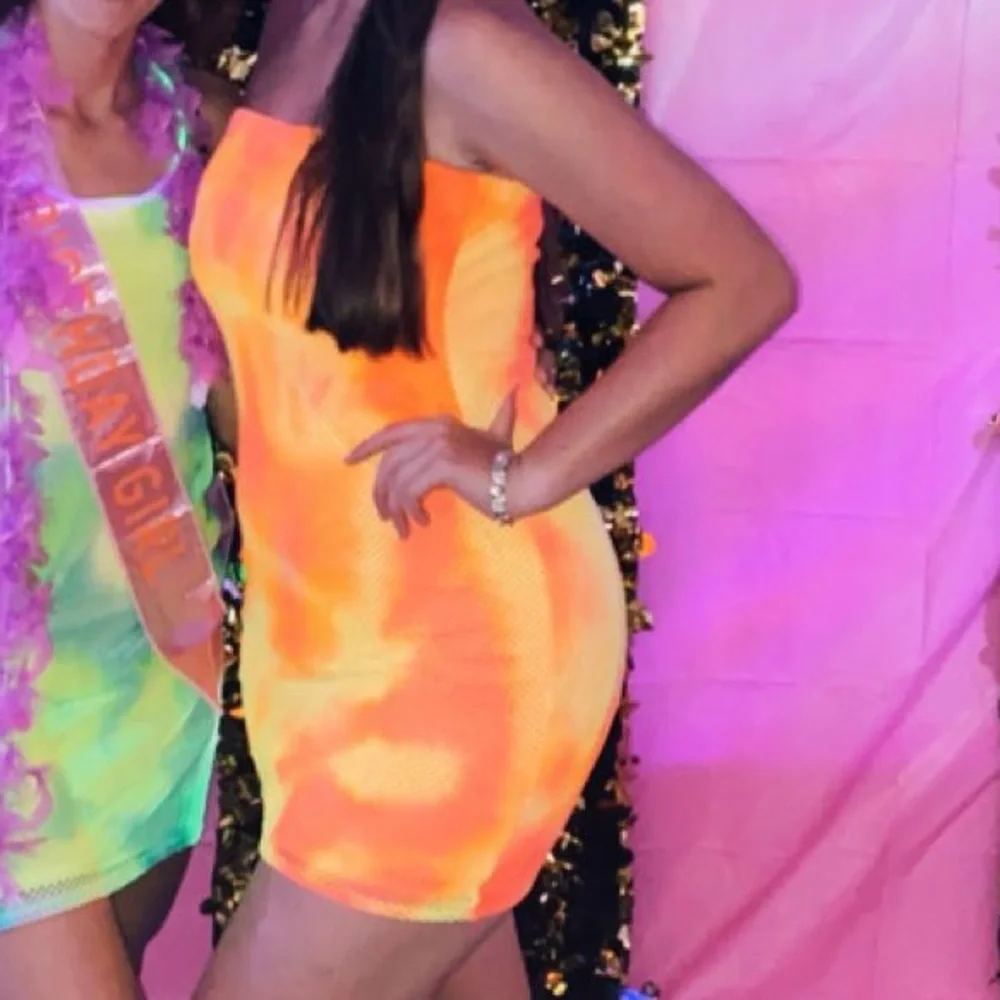 Strapless, Neon, Pink, Yellow, and Orange Party Dress. Rue 21 - Picture 3 of 3